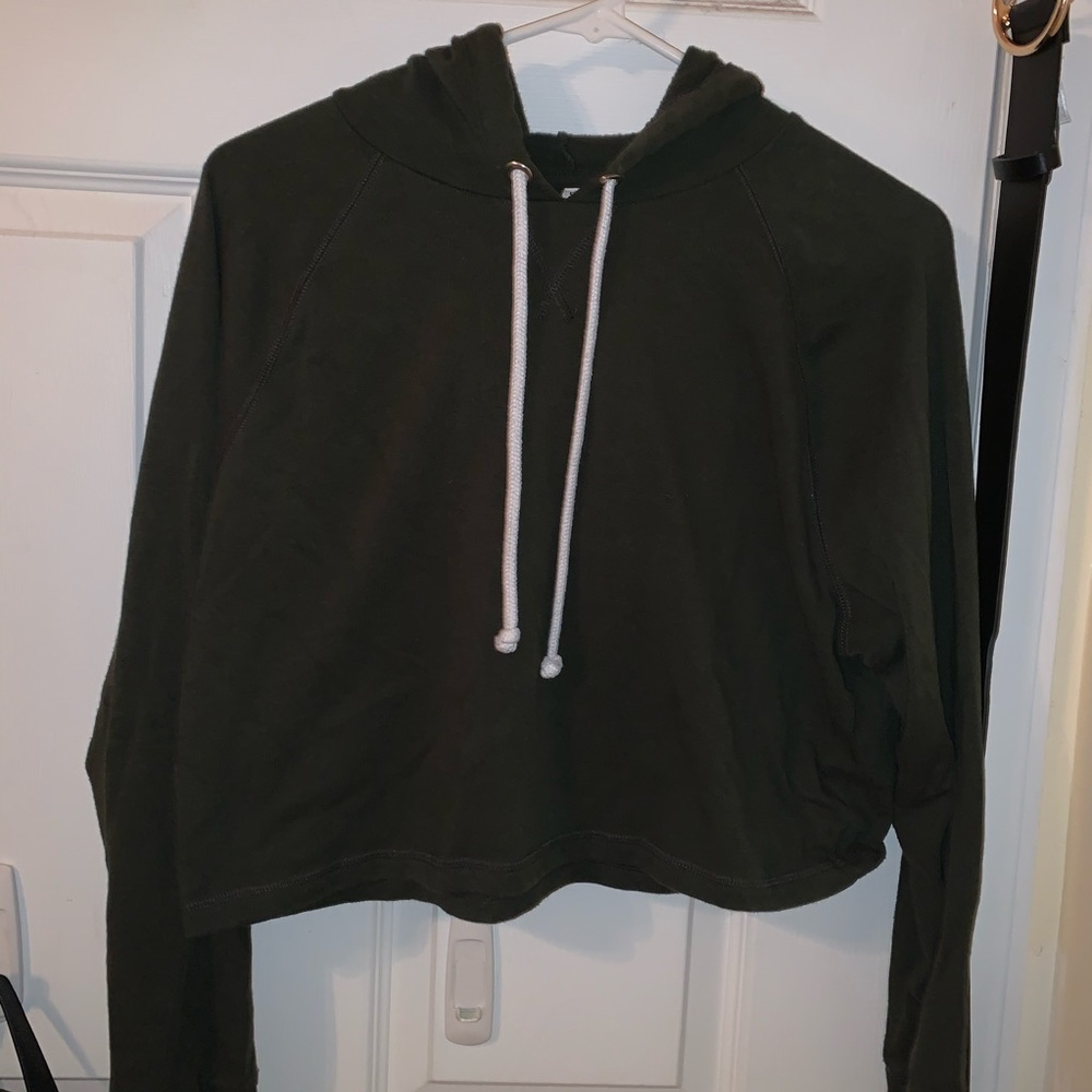 Olive green crop hoodie